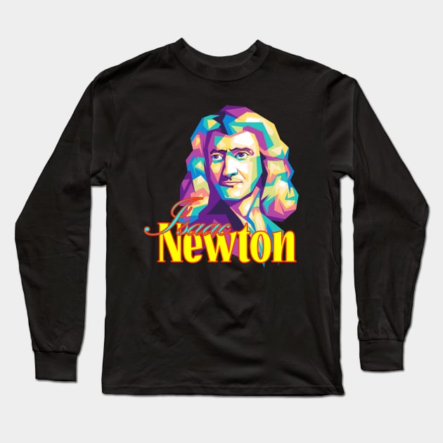 Popart Isaac Newton Long Sleeve T-Shirt by agungsaid1234